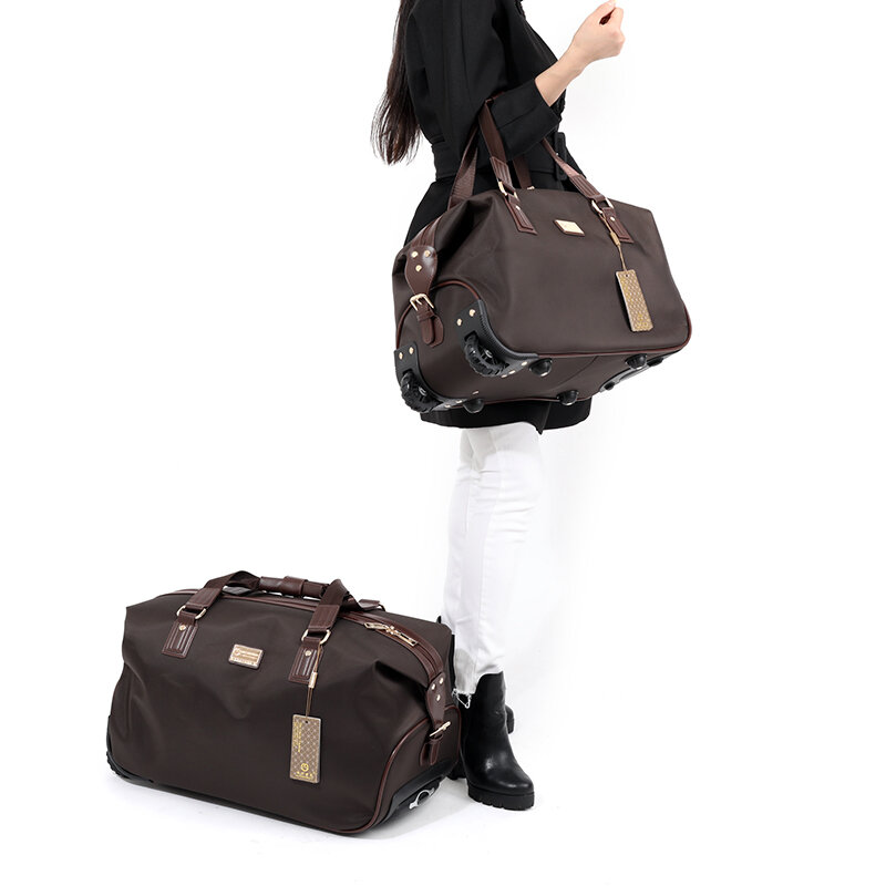 Вместительные женские Дорожный чемодан-тележка сумки с колесами Оксфордский водонепроницаемый чемодан на колесиках Высококачественная сумка на колесиках