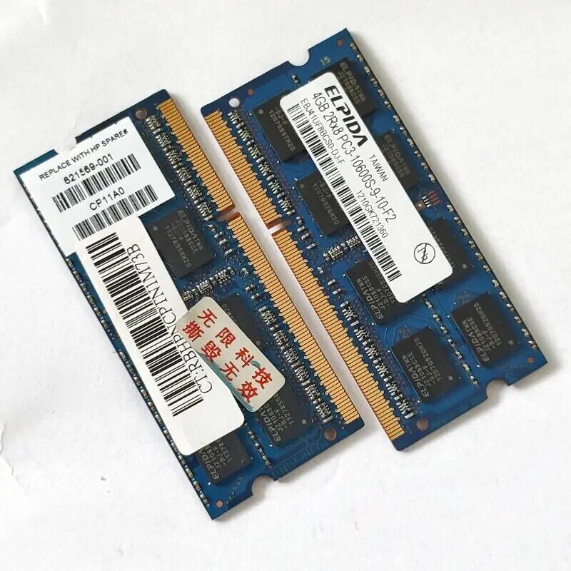 ELPIDA RAMs DDR3 4GB 1333MHz Ddr3หน่วยความจำแล็ปท็อป4GB PC3-10600S 2Rx8 1.5V 204PIN SODIMM