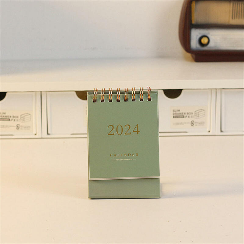New 2024 Simple Solid Color Mini Desk Calendar DIY Portable Desktop Calendars Dual Daily Schedule Table Planner
