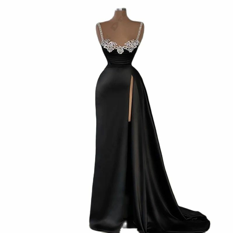Женское вечернее платье-русалка без рукавов, с открытой спиной и высоким разрезом