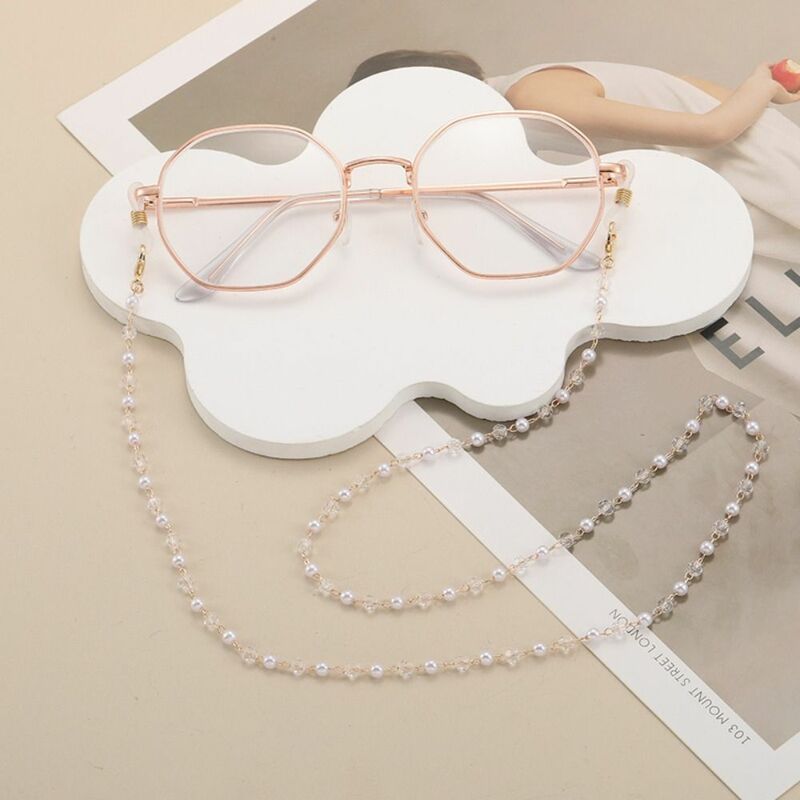 Cadena de gafas con cuentas Vintage para mujer, joyería elegante, cordón para máscara, cadena de gafas de cristal de cobre bohemio