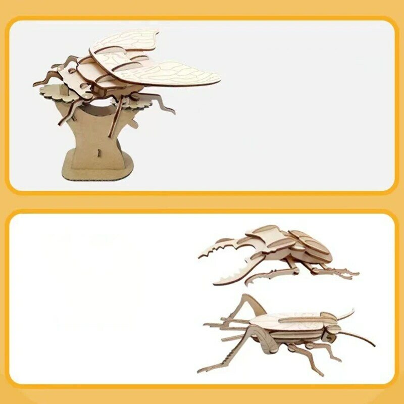 3D головоломка с насекомыми, деревянный богомол, головоломка, строительные наборы, сделай сам, собранная игрушка-головоломка