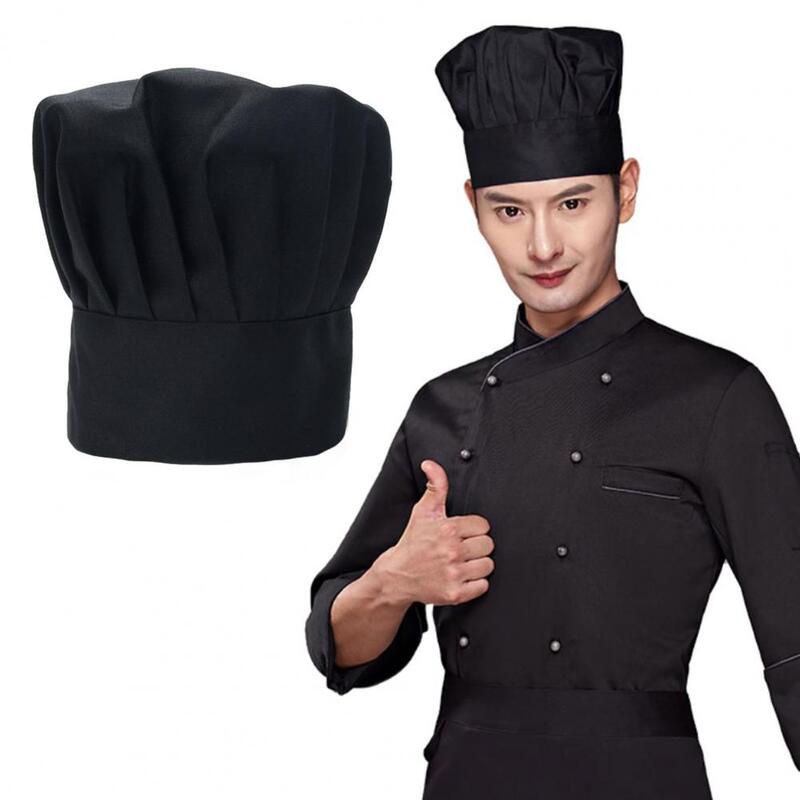 남녀공용 탄성 밴드 요리사 모자, 주방 케이터링 작업용 전문 요리사 모자, 남성용 베이킹 요리용 솔리드 화이트 코스튬 모자
