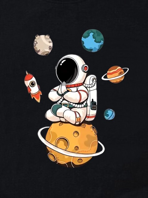 Повседневные топы с коротким рукавом и принтом астронавта, универсальная спортивная футболка с круглым вырезом, женская спортивная одежда