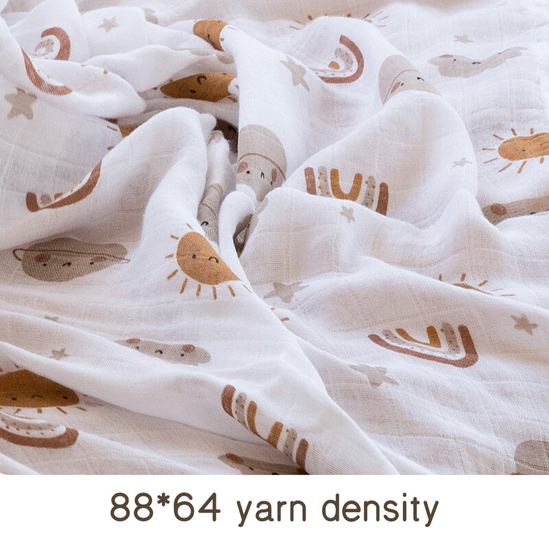 Elinfant 120x110cm Bamboo Cotton Baby Muslin Swaddle Blanket Cute Soft Print Baby Towel Wrap