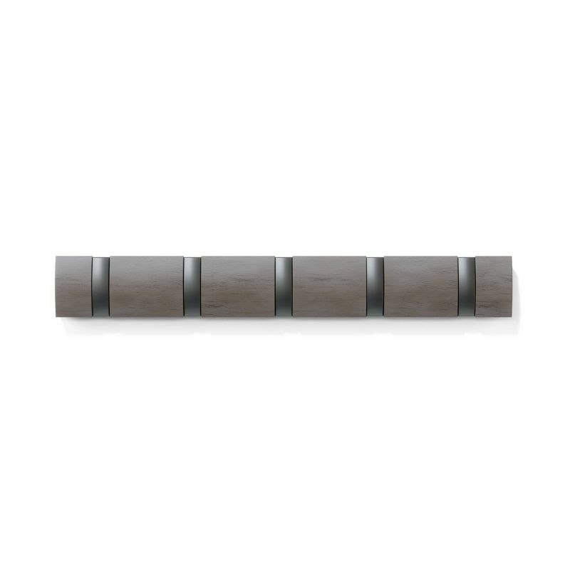 Стильный Серый настенный флип-стеллаж с 5 крючками для функционального настенного декора