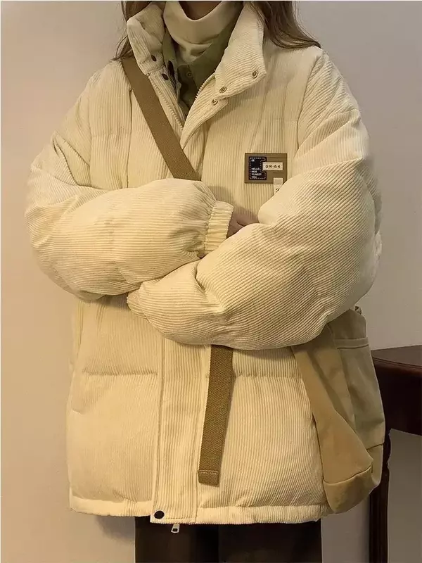 남녀공용 한국 코듀로이 코튼 코트, 두꺼운 트렌디 브랜드 코튼 코트, 느슨한 캐주얼 면 재킷, y2k 탑, 겨울