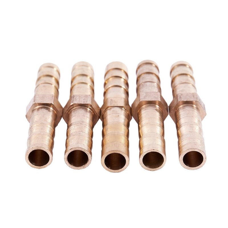 Gold Tone Brass Straight Mangueira Conector, Joiner, 20 pcs