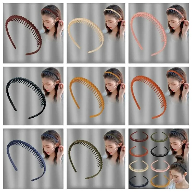 Solid Color Teeth Matte Hair Hoop Retro Headdress Acrylic Non-slip Hairband Headband Hair Accessories Make Up