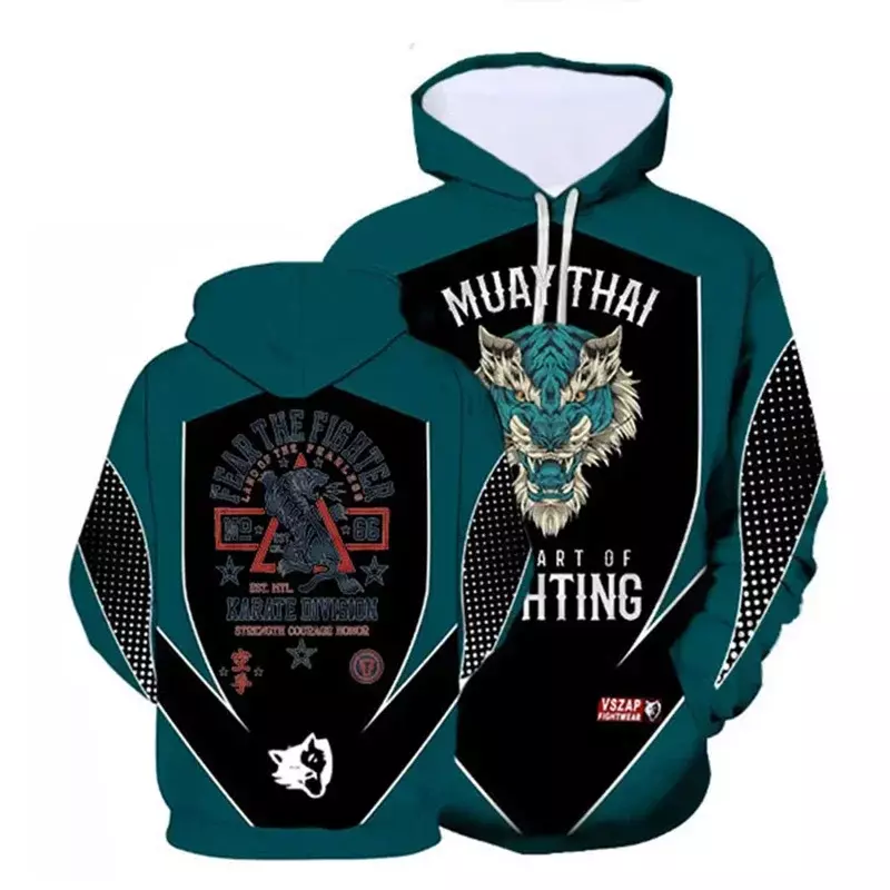 2024 Muay Thai Print Hoodie En Sweatshirt Mma Bjj Grafische Trui Voor Kinderen Streetwear Sport Sweatshirt Met Capuchon