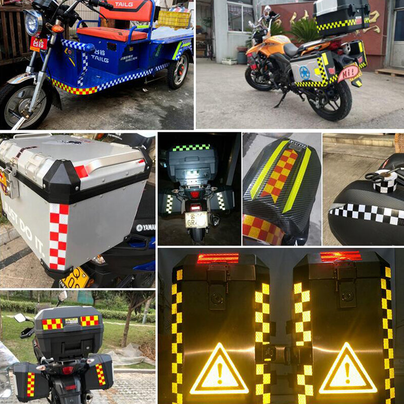 Pegatinas de cinta reflectante de marca de seguridad, tira Diagonal, pegatinas para motocicleta, Material reflectante para automóviles y Moto