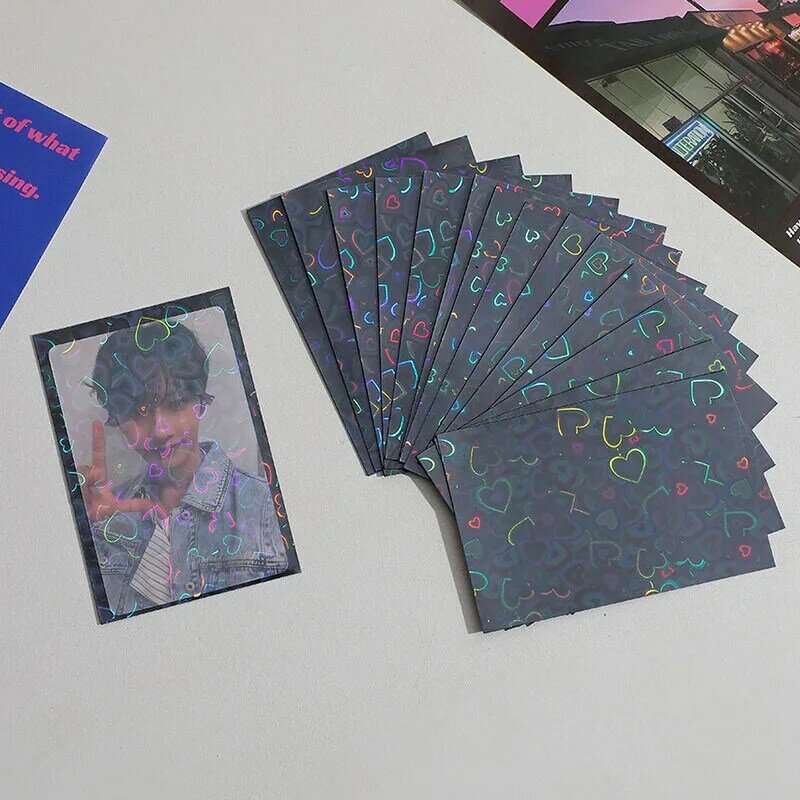 20 buah/pak tas penyimpanan kartu foto Korea, tas penyimpanan pelindung, kartu foto idola Korea 61mm * 91mm warna hati cinta