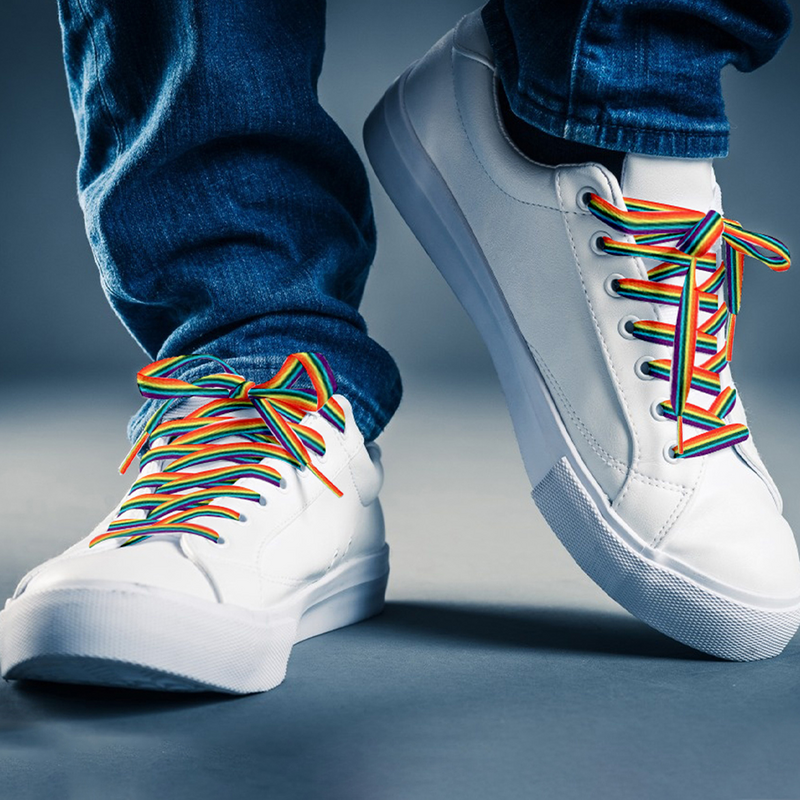 Cordones de rayas con gradiente de arcoíris, zapatos versátiles, accesorios de cordones de poliéster