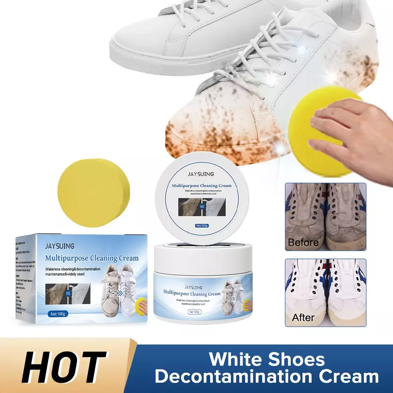 Sapatos Brancos Creme De Limpeza, Sapatos De Lona Esportiva, Amarelecimento De Manchas, Removedor De Bordas, Limpador De Tênis Multifuncional, Manutenção