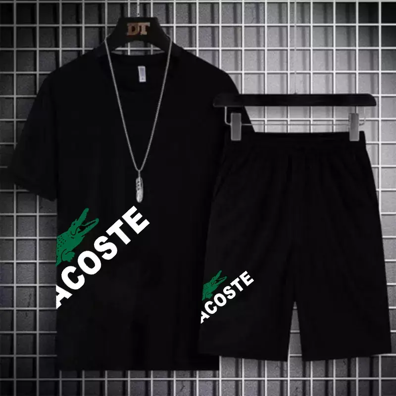 Conjunto de camiseta y pantalones cortos para hombre, camiseta informal transpirable, conjunto para correr, traje deportivo con estampado Harajuku, novedad de verano