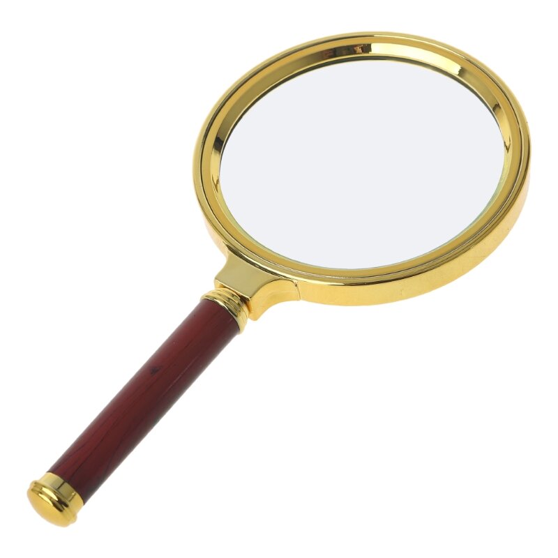 60mm 70mm 80mm Portable Handheld 10X Magnifying Glass Retro Handle Magnifier Eye Loupe Glass