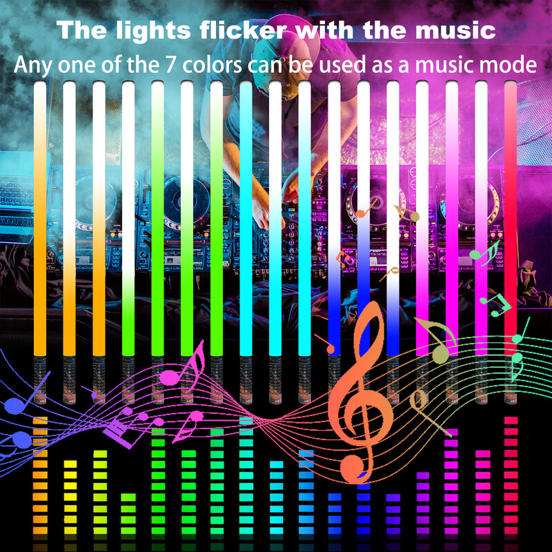LUXCEO-LED RGB Light Stick, luzes coloridas da atmosfera, lâmpada da fotografia, iluminação para o carro, quarto, partido, decoração da barra, Mood1, humor 1S, 85cm