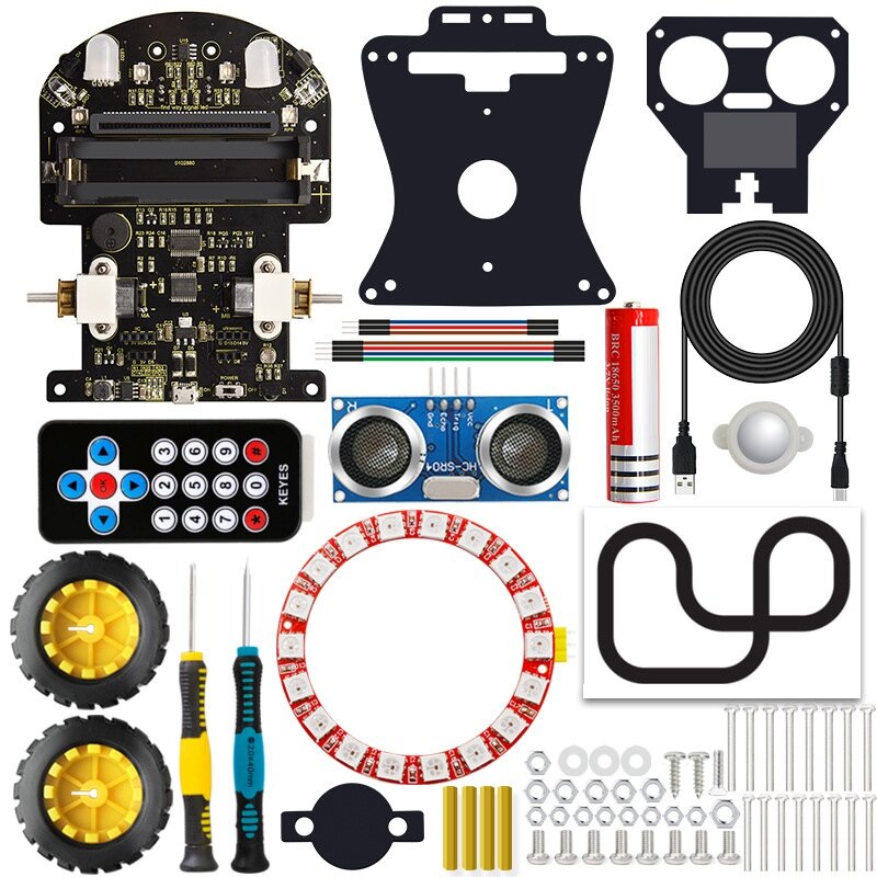 Mini Smart Microbit V2 Robot Car para Micro:Bit Robot Car Kit, juguetes de programación gráfica, bricolaje electrónico (sin batería)