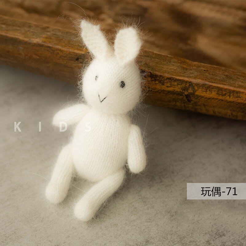 Bebê coelho boneca fotografia adereços, coelho recém-nascido artigos de decoração artesanal para sessão de fotos