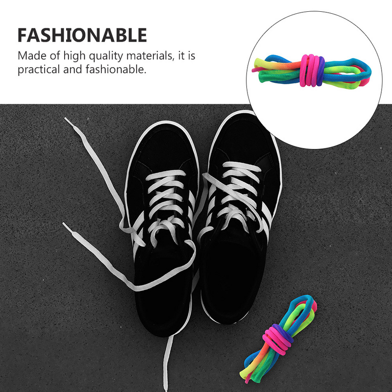 1 Pair Colorful Round Shoe Laces Rainbow Stylish Lace Shoelaces Shoe Accessories