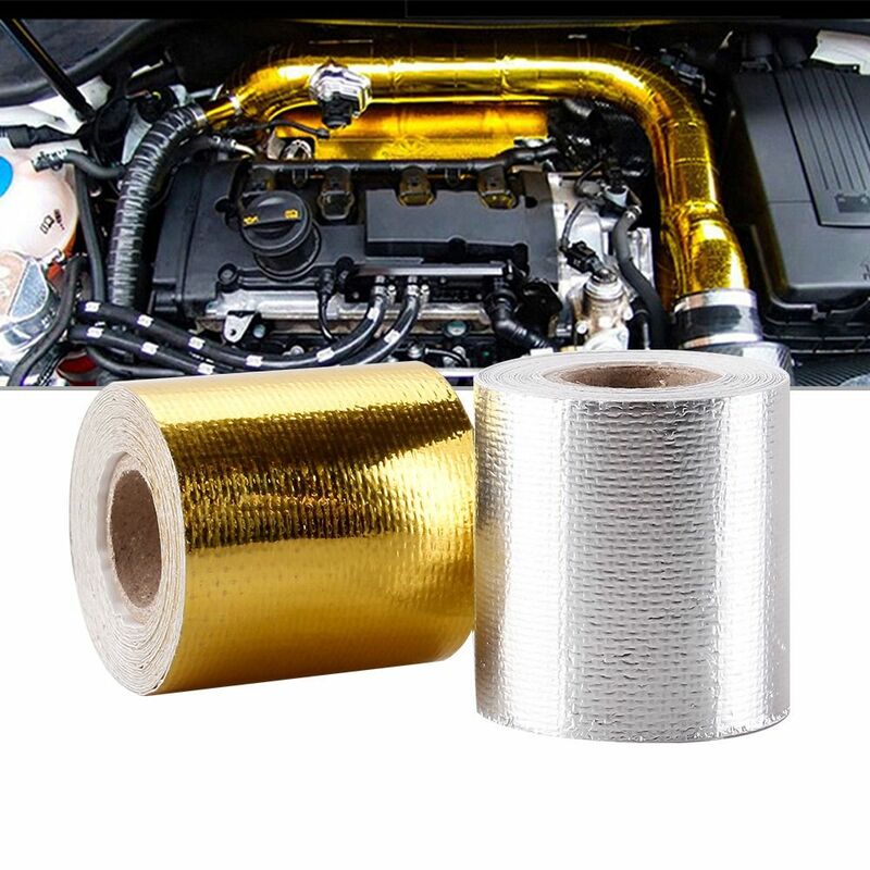 Tubo de escape de ouro e prata, modificação durável para motocicleta, carro, scooter, motorcross, termoestabilidade, 5cm x 5m