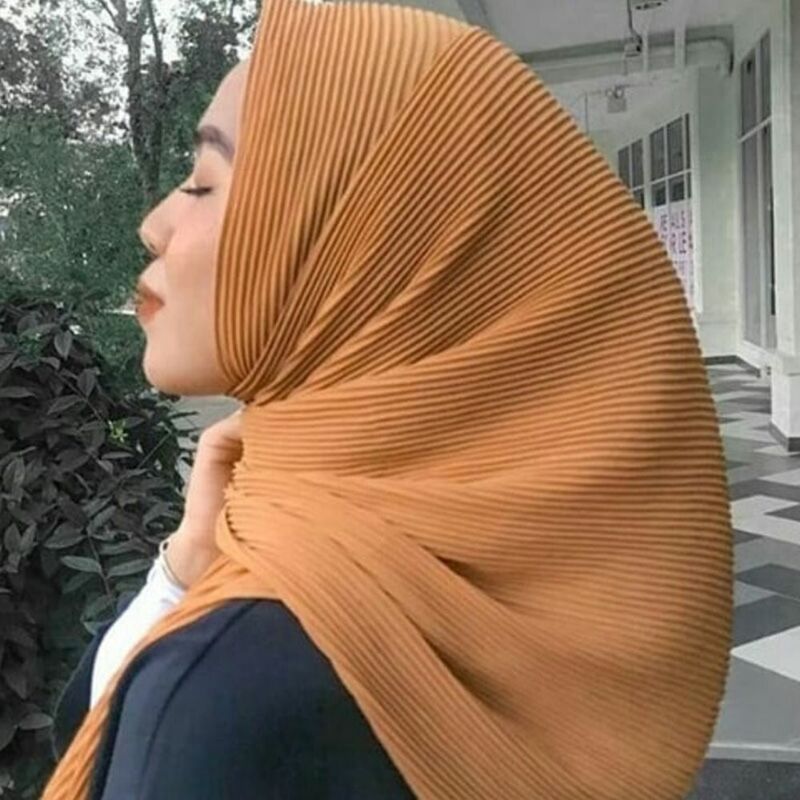 Scialle sciarpe lunghe musulmane turbanti morbidi sciarpa a pieghe stile rettangolo fazzoletto da collo in Chiffon Wrap Women
