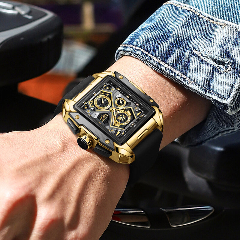 LIGE 빅 다이얼 남성용 시계, 최고 럭셔리 브랜드, 스포츠 방수 시계, 크로노그래프 쿼츠 시계, 자동 날짜 손목시계