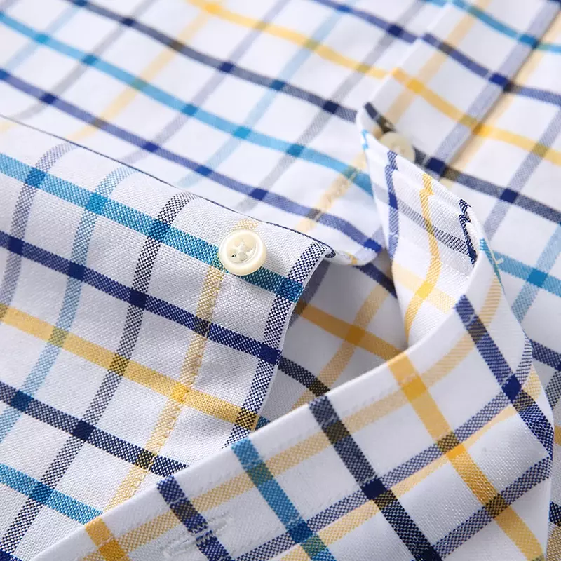 Camisas Oxford de algodón puro para hombre, camisa a cuadros de manga larga, a rayas, color rojo, ropa de diseñador, 100%