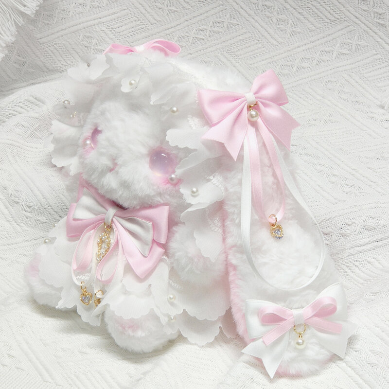 Marca dragon original Lolita BaoXiong rabbit wool cloth with soft nap is worn Lolita New Year gift bow cute harajuku rabbit bag