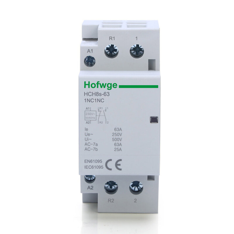 HCH8s-63ในครัวเรือน Contactor 2P 40A 63A 2NO หรือ2NC 1NO1NC 24V 110V 220V อัตโนมัติ Contactor Din rail ประเภท