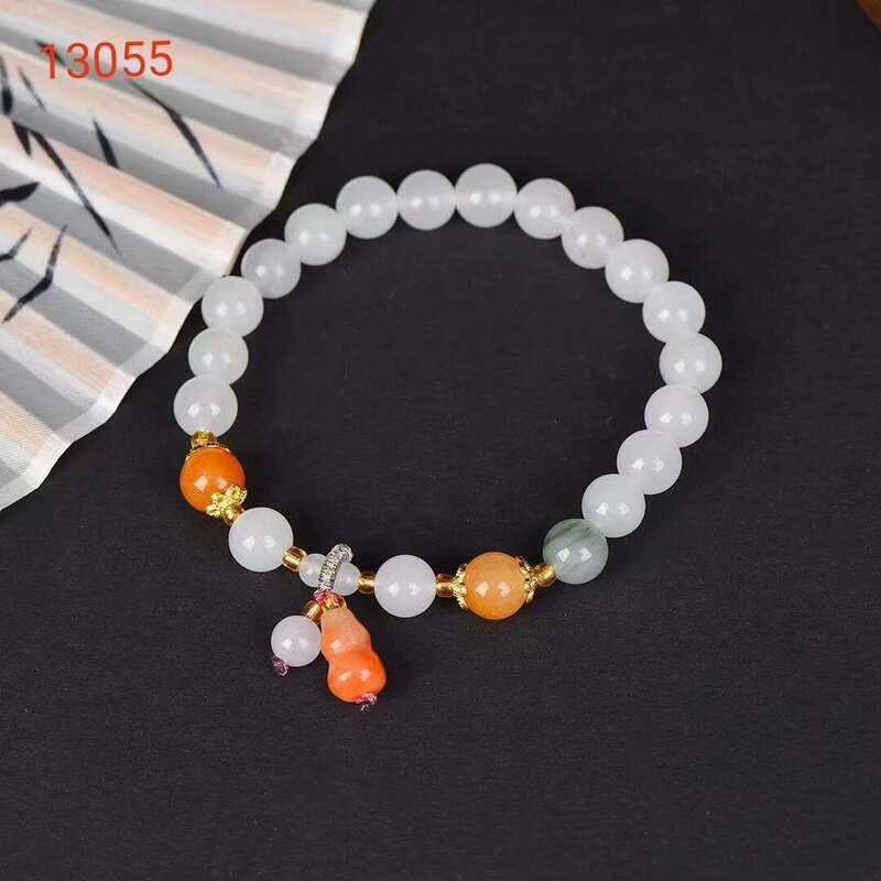 Tianshan giada catena a mano pietra naturale perline rotonde braccialetto elastico squisito bracciali con pietre preziose da donna Charms accessori per gioielli