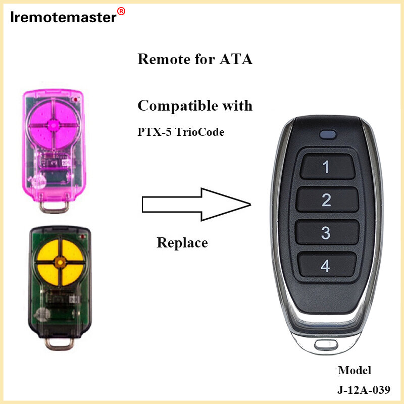 ATA PTX5V1 차고 문짝 리모컨, 롤링 코드, 트라이오코드, 이지 롤러, SecuraLift 도미네이터, 네오슬라이더 게이트 오프너, 433.92MHZ