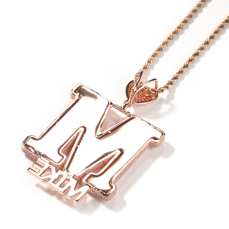 UWIN-Colar com nome de coração personalizado para homens e mulheres, encantos empilhados com letras cz, presente de joias da moda