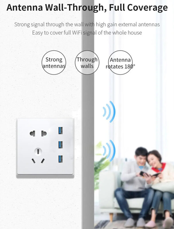 Wireless WiFi Repeater, Extender Router, WiFi Signal Amplifier, Long Range Wi-Fi Repeater, Access Point, USB, 2.4G, 300Mbps