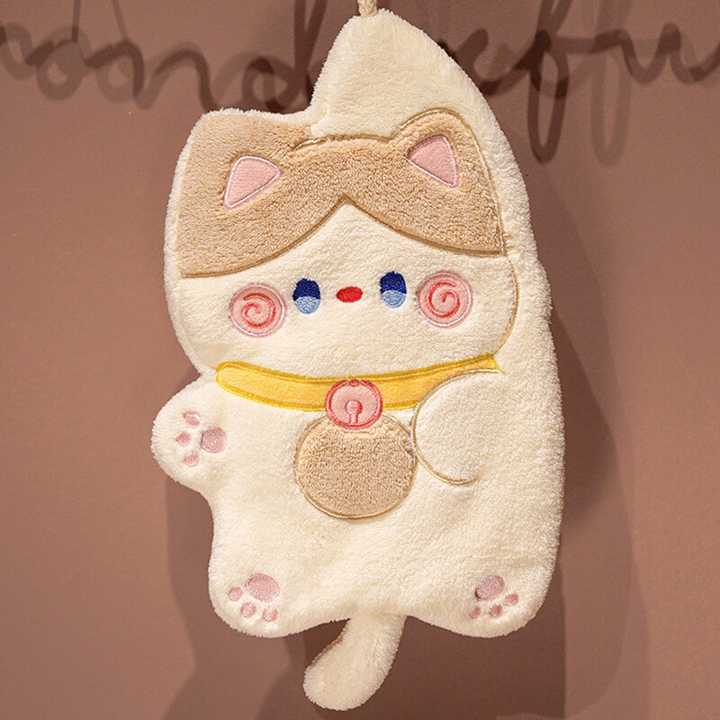 Полотенца для рук с мультяшным котом, подвесное полотенце в ванную комнату с милыми животными, мягкая впитывающая салфетка для протирания, быстросохнущее детское полотенце для купания