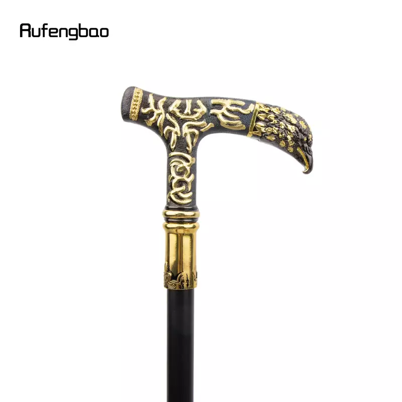 金と黒のイーグルハンドルパターンのウォーキングスティック,パーティー,エレガントなウォーキングスティック,装飾的な杖ノブ,90cm