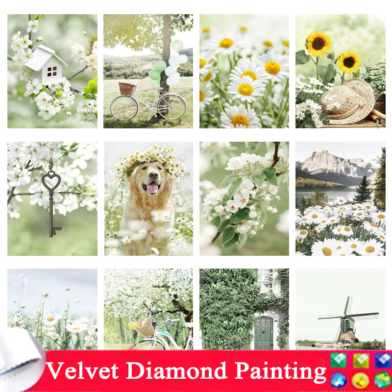 DIY 5D Diamond Painting Green And Vibrant In Spring Scenery Full Diamond Embroidery Sale Picture Of Rhinestones Needlework Decor