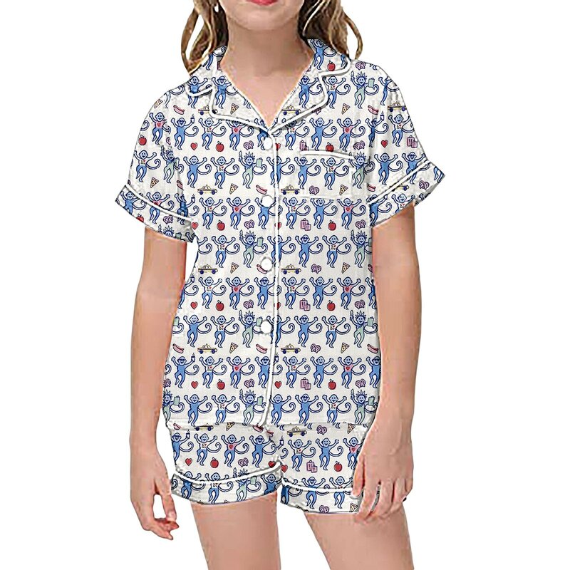 子供用半袖パジャマセット,Tシャツとショーツ,ウサギのプリント,グラフィック,キュート,2ユニット
