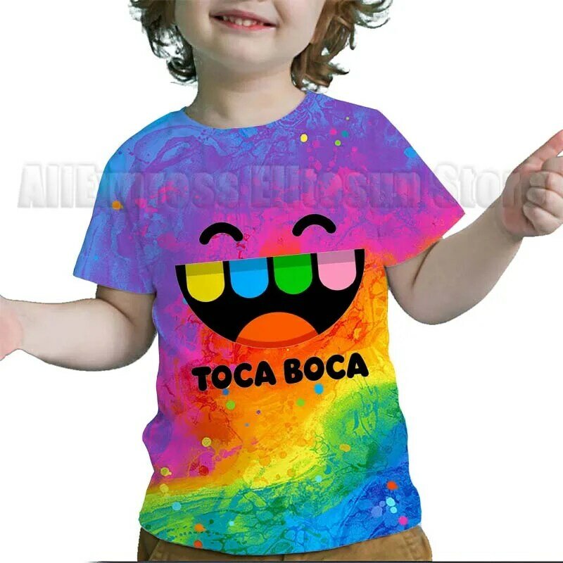 키즈 Toca Life World 3D 프린트 티셔츠 소년 소녀 만화 티셔츠 유아 어린이 애니메이션 티셔츠, 스트리트웨어 티 탑스 Camiseta