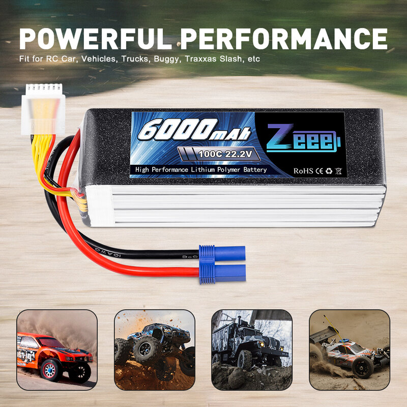 Zeee 6S 6000mAh Lipo Battery 22.2V 100C Softcase with EC5 Plug Lipo Battery for RC Car RC Airplane RC Helicopter RC Model Parts