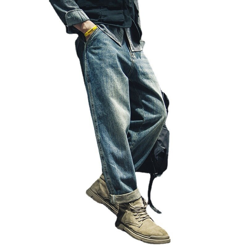 男性用のルーズなレトロな秋のジーンズ,ブランドのパンツ,大きいサイズ,厚手のベルベット,厚い,プレーン