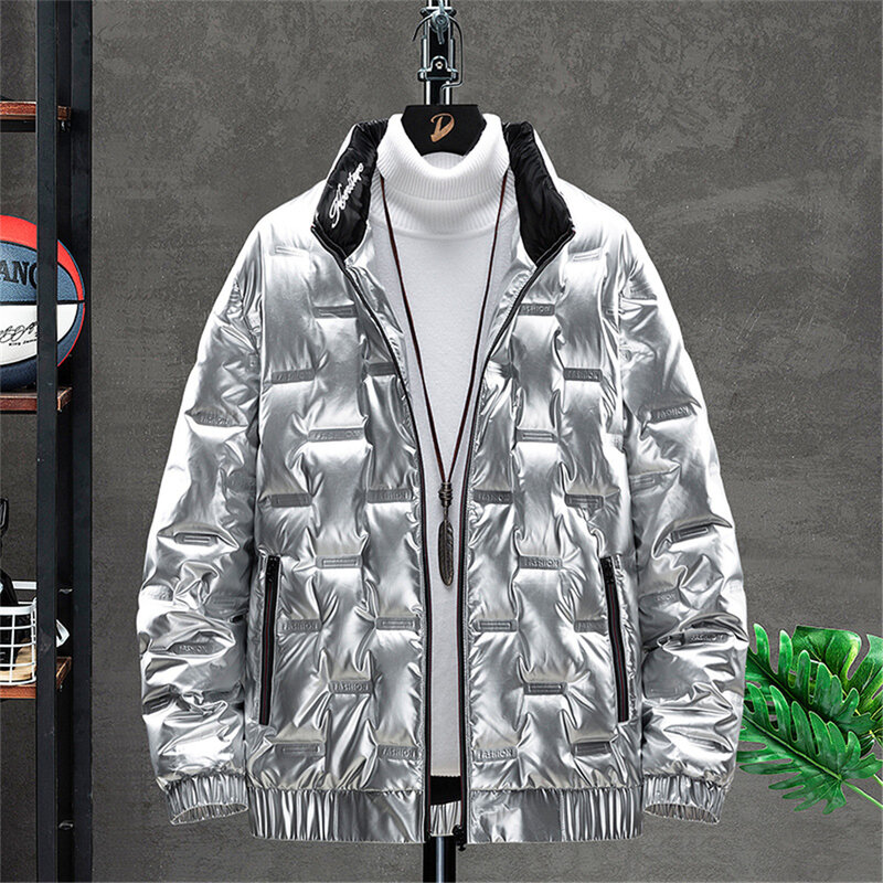 Piumino luminoso uomo inverno piumini spessi Plus Size 8XL moda Casual colletto alla coreana giacca luminosa maschile taglia grande 8XL