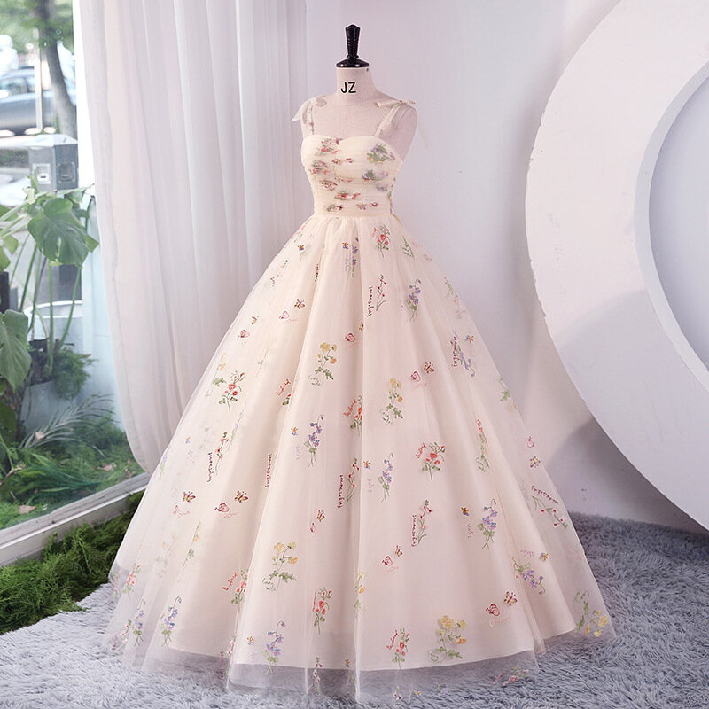 Luxury Floral ricamo Long Prom Evening Wedding Shooting Dresses Women 2024 Summer Party occasioni formali Reception Dress