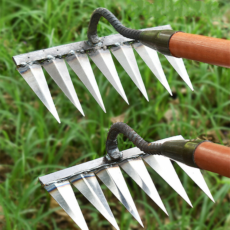 Jardinagem enxada capina rake ferramenta agrícola de aço agarrando raking nível soltar harrow solo folhas limpas coletar ervas daninhas ferramenta agrícola