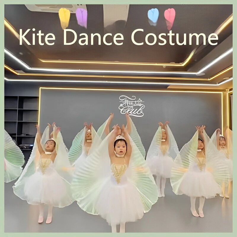 Kite-themed Children's Dance Costume with Wing Prop New Swan Lake Ballet Performance Outfit with Wings and Crown