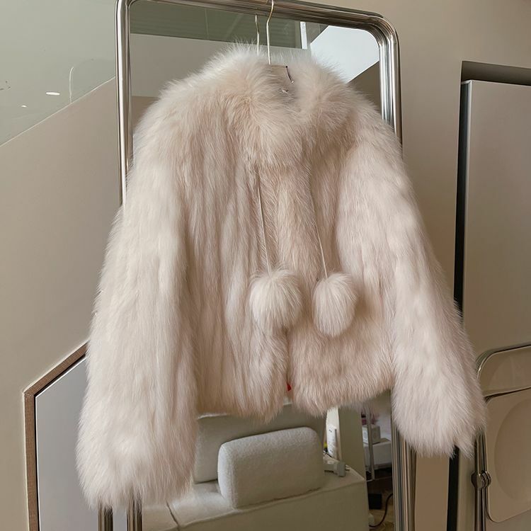 Jaqueta de pele de raposa meia gola alta feminina, casacos de pele quente de inverno estilo coreano para senhora, alta qualidade, novo, 2023