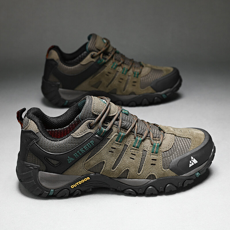 HIKEUP-Chaussures de randonnée en cuir suédé pour homme, baskets d'extérieur résistantes à l'usure, trekking, marche, chasse