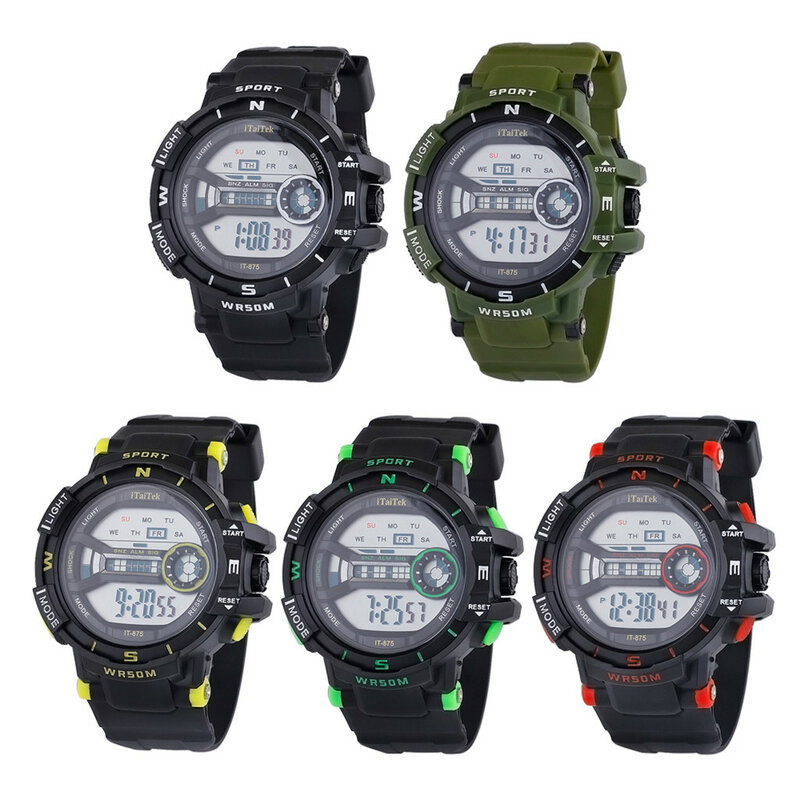 Спортивные многофункциональные водонепроницаемые светящиеся модные электронные часы reloj hombre erkek kol satleri relojes para hombre