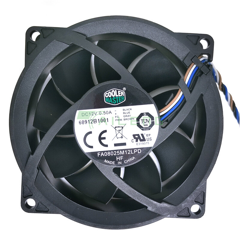 Вентилятор охлаждения для CoolerMaster FA08025M12LPD, 12 В, 804057 А,-001, 80 х80х25 мм, 4 контакта