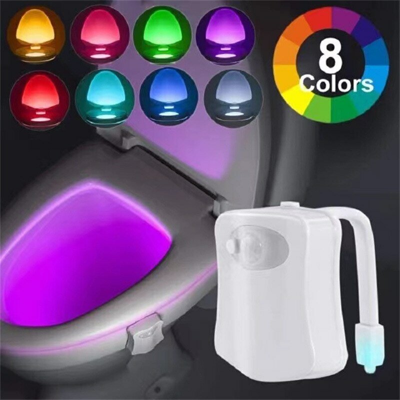 미니 Kawayi 인간 적외선 감지 LED 야간 조명 스틱 변기, 16/8 컬러 욕실 다채로운 모션 감지 야간 조명
